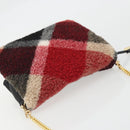 BLUE LABEL CRESTBRIDGE CB Check Shoulder Bag Nylon Wool Gold Red Auth 174651A-6