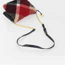 BLUE LABEL CRESTBRIDGE CB Check Shoulder Bag Nylon Wool Gold Red Auth 174651A-7