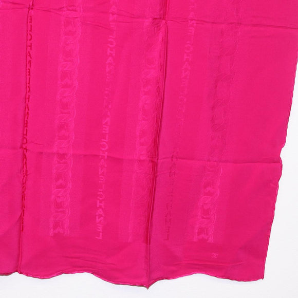 CHANEL Scarf Silk Pink CC Auth 174657A