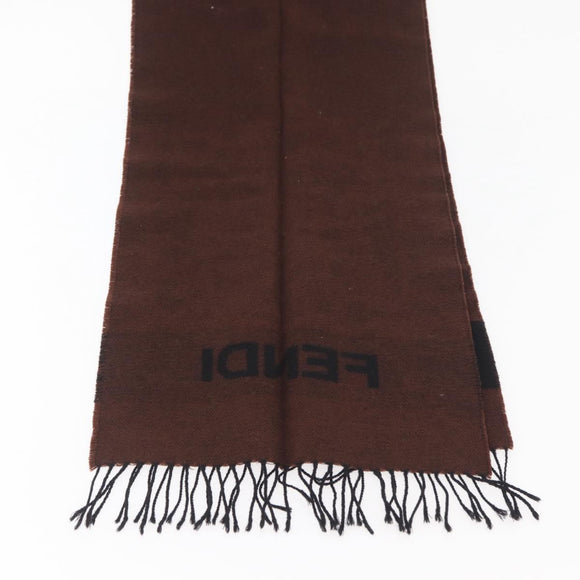 FENDI Scarf Wool Brown Auth 174661