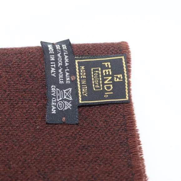 FENDI Scarf Wool Brown Auth 174661