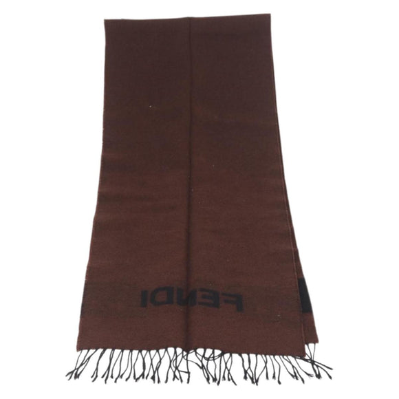 FENDI Scarf Wool Brown Auth 174661