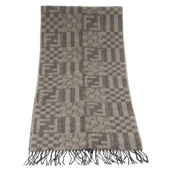 FENDI Scarf Wool Gray Auth 174668
