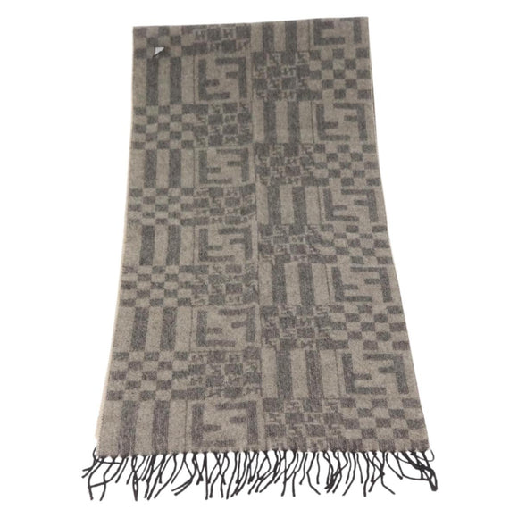 FENDI Scarf Wool Gray Auth 174668
