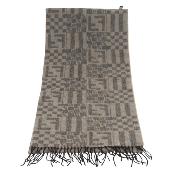 FENDI Scarf Wool Gray Auth 174668