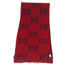GUCCI GG Jacquard Scarf Wool Navy Red Auth 174669A-11