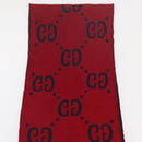GUCCI GG Jacquard Scarf Wool Navy Red Auth 174669A-12