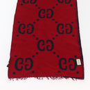 GUCCI GG Jacquard Scarf Wool Navy Red Auth 174669A-13