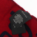 GUCCI GG Jacquard Scarf Wool Navy Red Auth 174669A-16