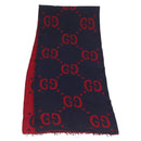 GUCCI GG Jacquard Scarf Wool Navy Red Auth 174669A-1