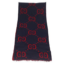 GUCCI GG Jacquard Scarf Wool Navy Red Auth 174669A-2