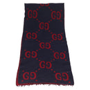 GUCCI GG Jacquard Scarf Wool Navy Red Auth 174669A-5