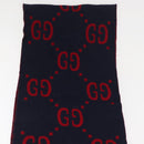 GUCCI GG Jacquard Scarf Wool Navy Red Auth 174669A-6