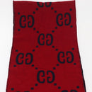 GUCCI GG Jacquard Scarf Wool Navy Red Auth 174669A-9
