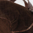 CELINE Macadam Canvas Hand Bag Brown Gold Auth 174672-14