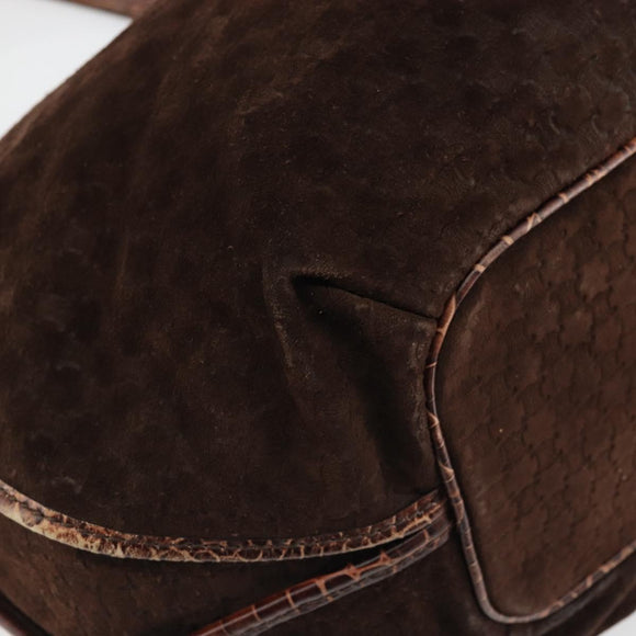 CELINE Macadam Canvas Hand Bag Brown Gold Auth 174672