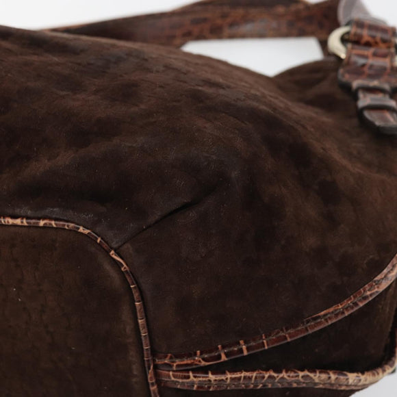 CELINE Macadam Canvas Hand Bag Brown Gold Auth 174672