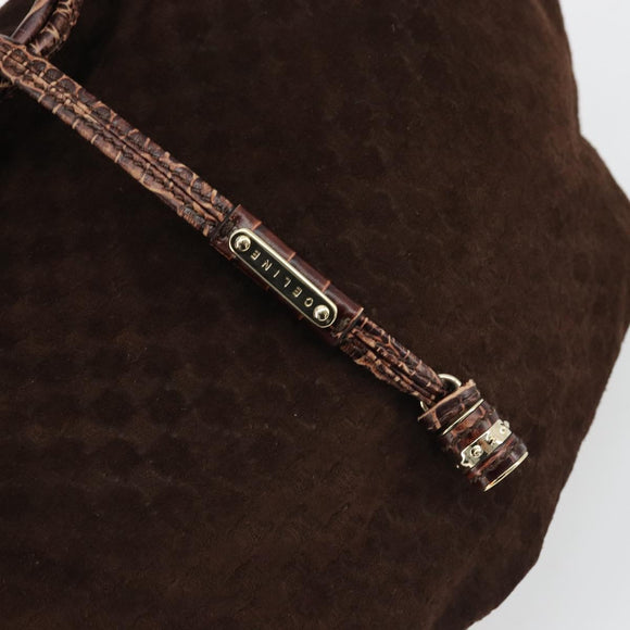 CELINE Macadam Canvas Hand Bag Brown Gold Auth 174672