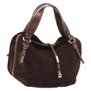 CELINE Macadam Canvas Hand Bag Brown Gold Auth 174672-1