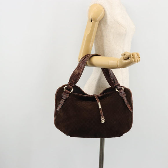 CELINE Macadam Canvas Hand Bag Brown Gold Auth 174672