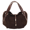 CELINE Macadam Canvas Hand Bag Brown Gold Auth 174672-13