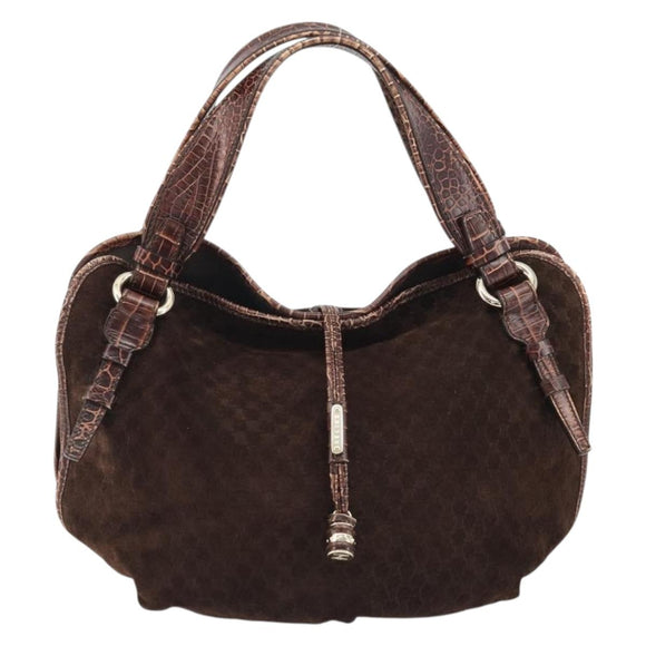 CELINE Macadam Canvas Hand Bag Brown Gold Auth 174672