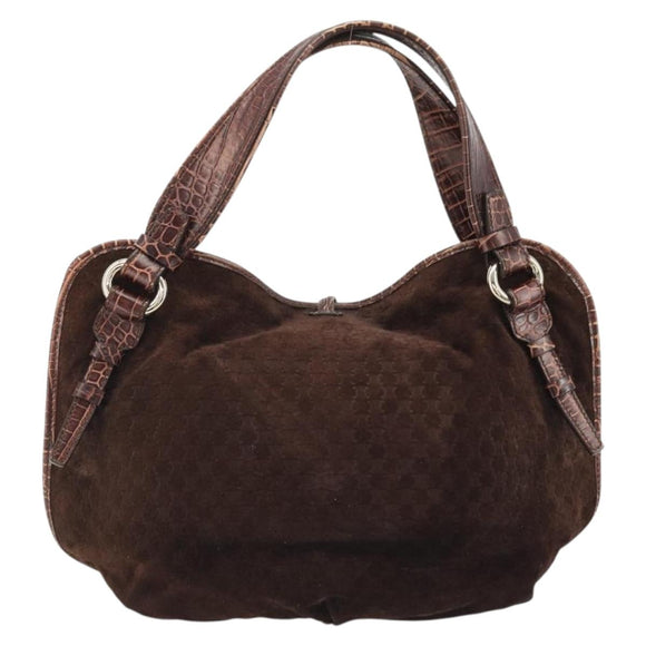 CELINE Macadam Canvas Hand Bag Brown Gold Auth 174672