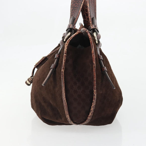 CELINE Macadam Canvas Hand Bag Brown Gold Auth 174672