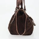 CELINE Macadam Canvas Hand Bag Brown Gold Auth 174672-4