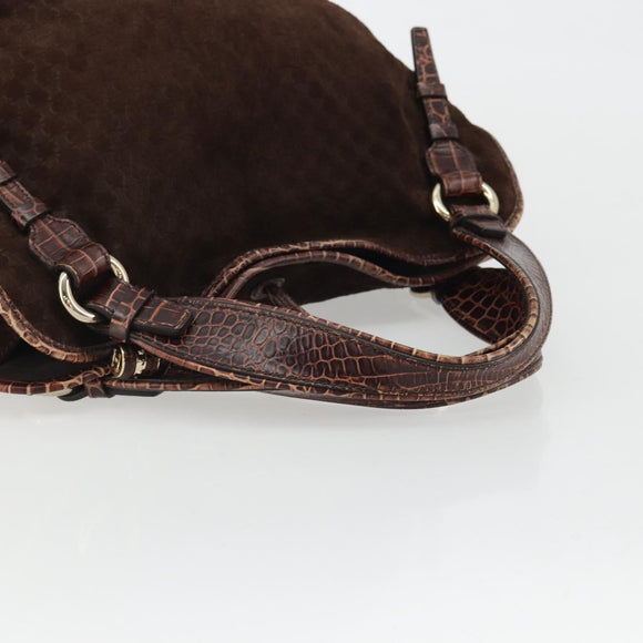 CELINE Macadam Canvas Hand Bag Brown Gold Auth 174672