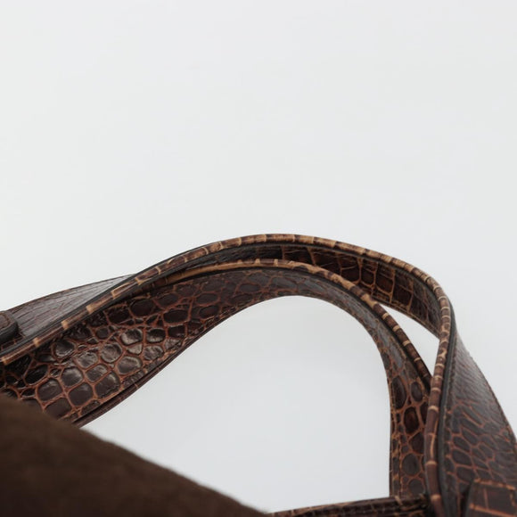 CELINE Macadam Canvas Hand Bag Brown Gold Auth 174672