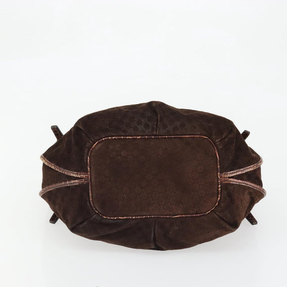 CELINE Macadam Canvas Hand Bag Brown Gold Auth 174672