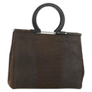 Salvatore Ferragamo Gancini Hand Bag Leather Brown Gold Auth 174673A-1