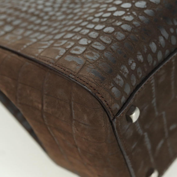 Salvatore Ferragamo Gancini Hand Bag Leather Brown Gold Auth 174673A