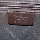 Salvatore Ferragamo Gancini Hand Bag Leather Brown Gold Auth 174673A-12