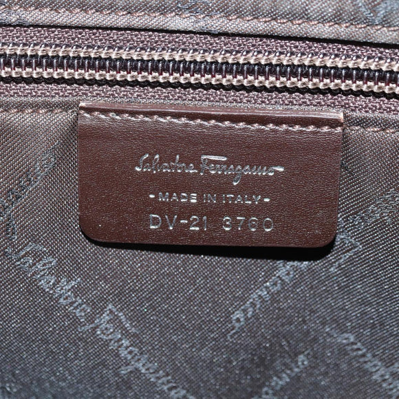 Salvatore Ferragamo Gancini Hand Bag Leather Brown Gold Auth 174673A