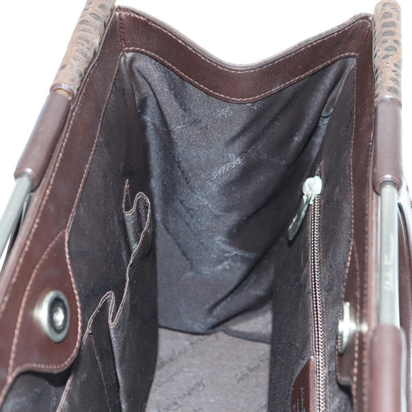 Salvatore Ferragamo Gancini Hand Bag Leather Brown Gold Auth 174673A