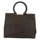 Salvatore Ferragamo Gancini Hand Bag Leather Brown Gold Auth 174673A-13