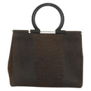 Salvatore Ferragamo Gancini Hand Bag Leather Brown Gold Auth 174673A-2