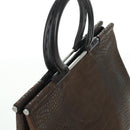 Salvatore Ferragamo Gancini Hand Bag Leather Brown Gold Auth 174673A-6