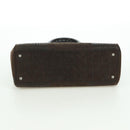 Salvatore Ferragamo Gancini Hand Bag Leather Brown Gold Auth 174673A-5