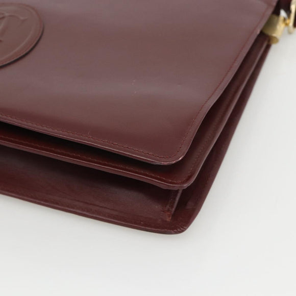 CARTIER Must Line Shoulder Bag Leather Bordeaux Gold Auth 174674A