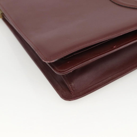 CARTIER Must Line Shoulder Bag Leather Bordeaux Gold Auth 174674A