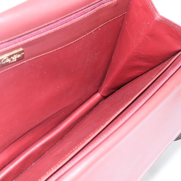 CARTIER Must Line Shoulder Bag Leather Bordeaux Gold Auth 174674A