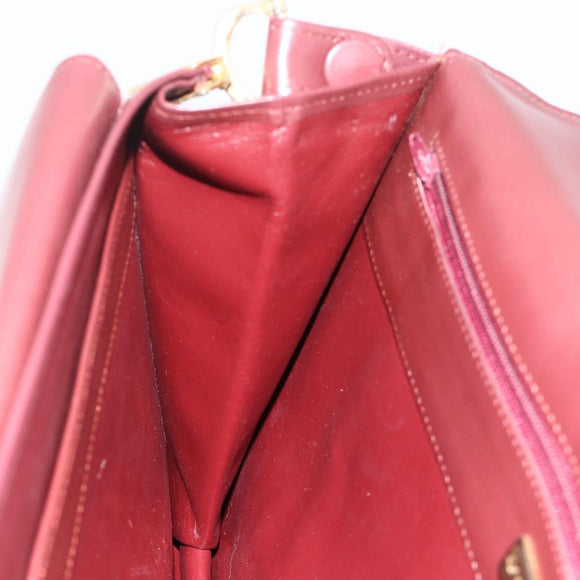 CARTIER Must Line Shoulder Bag Leather Bordeaux Gold Auth 174674A