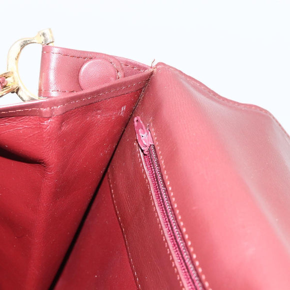 CARTIER Must Line Shoulder Bag Leather Bordeaux Gold Auth 174674A