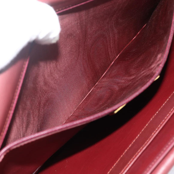 CARTIER Must Line Shoulder Bag Leather Bordeaux Gold Auth 174674A
