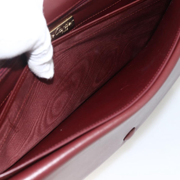 CARTIER Must Line Shoulder Bag Leather Bordeaux Gold Auth 174674A