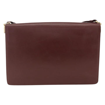 CARTIER Must Line Shoulder Bag Leather Bordeaux Gold Auth 174674A - 0
