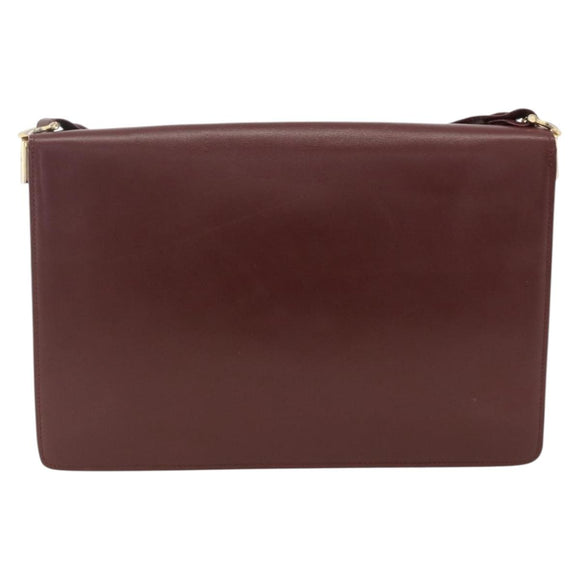 CARTIER Must Line Shoulder Bag Leather Bordeaux Gold Auth 174674A